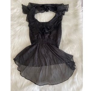 Charlotte Russe (NWOT) Black Ruffle Halter Top